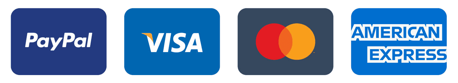 Accepted payment methods: PayPal, Visa, Mastercard, American Express